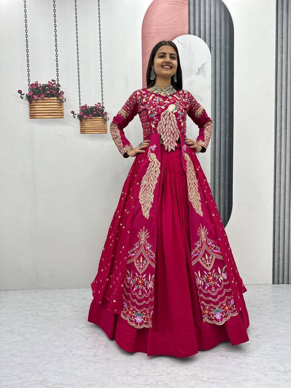 Festival Special Crop Top with Shrug Lehenga Set