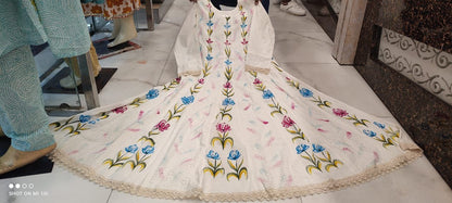 Premium Chikankari Schiffli Anarkali Set