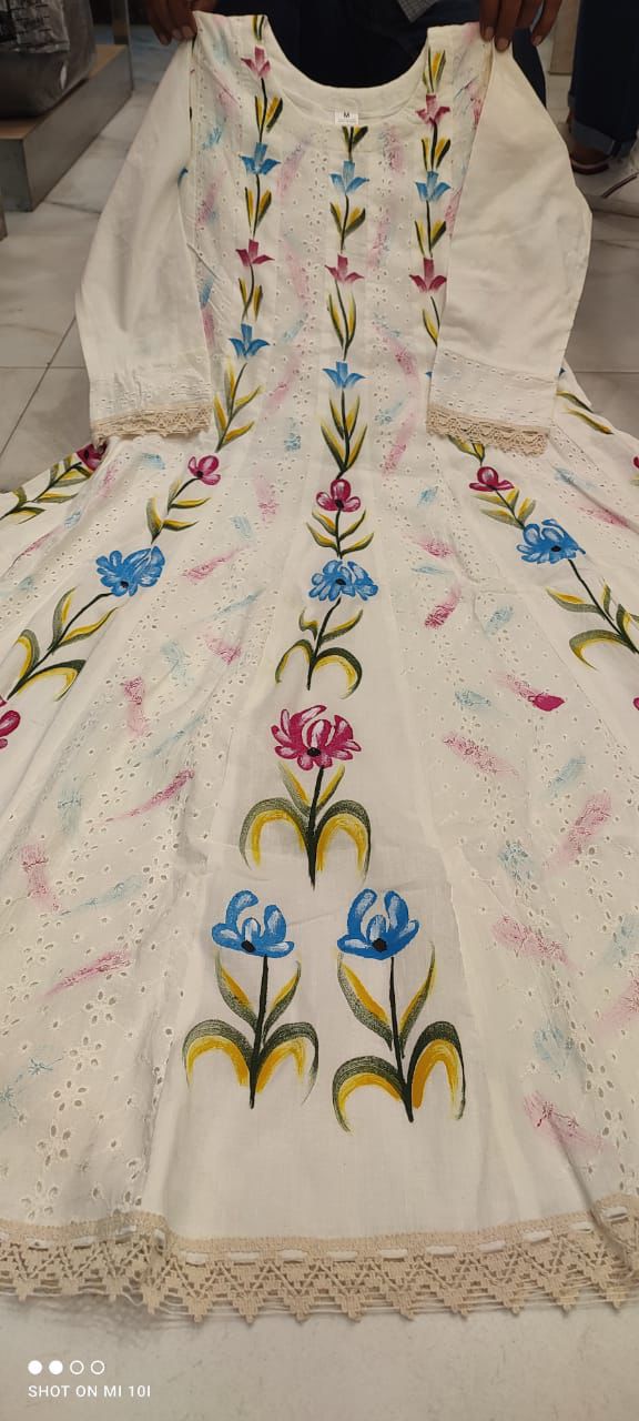 Premium Chikankari Schiffli Anarkali Set