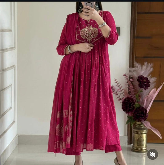 Dreamy Anarkali Angrakha Cotton Kurta Set