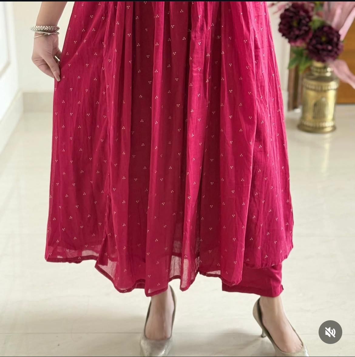 Dreamy Anarkali Angrakha Cotton Kurta Set