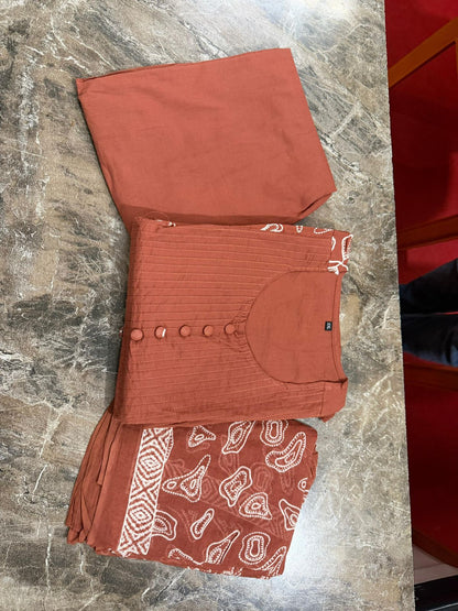 Elegant Embroidered  Anarkali Cotton Kurta Set