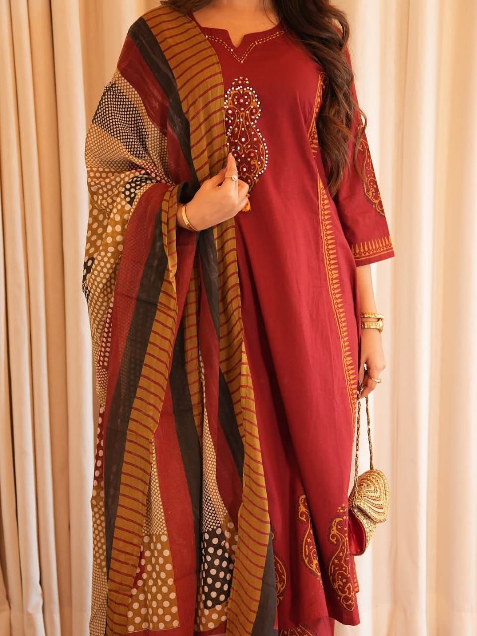 Elegant Heavy 3-Piece Cotton Kurta Set
