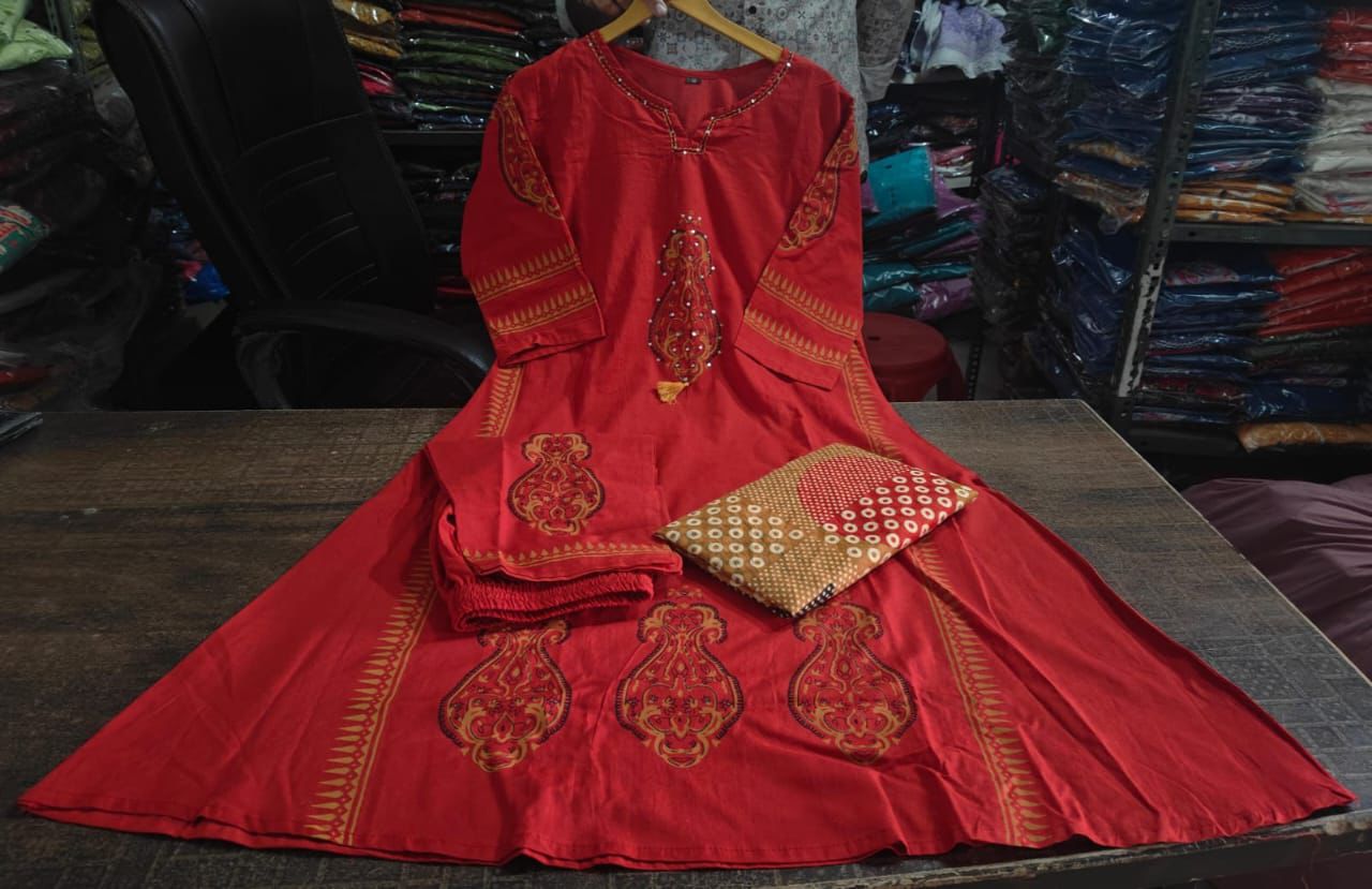 Elegant Heavy 3-Piece Cotton Kurta Set