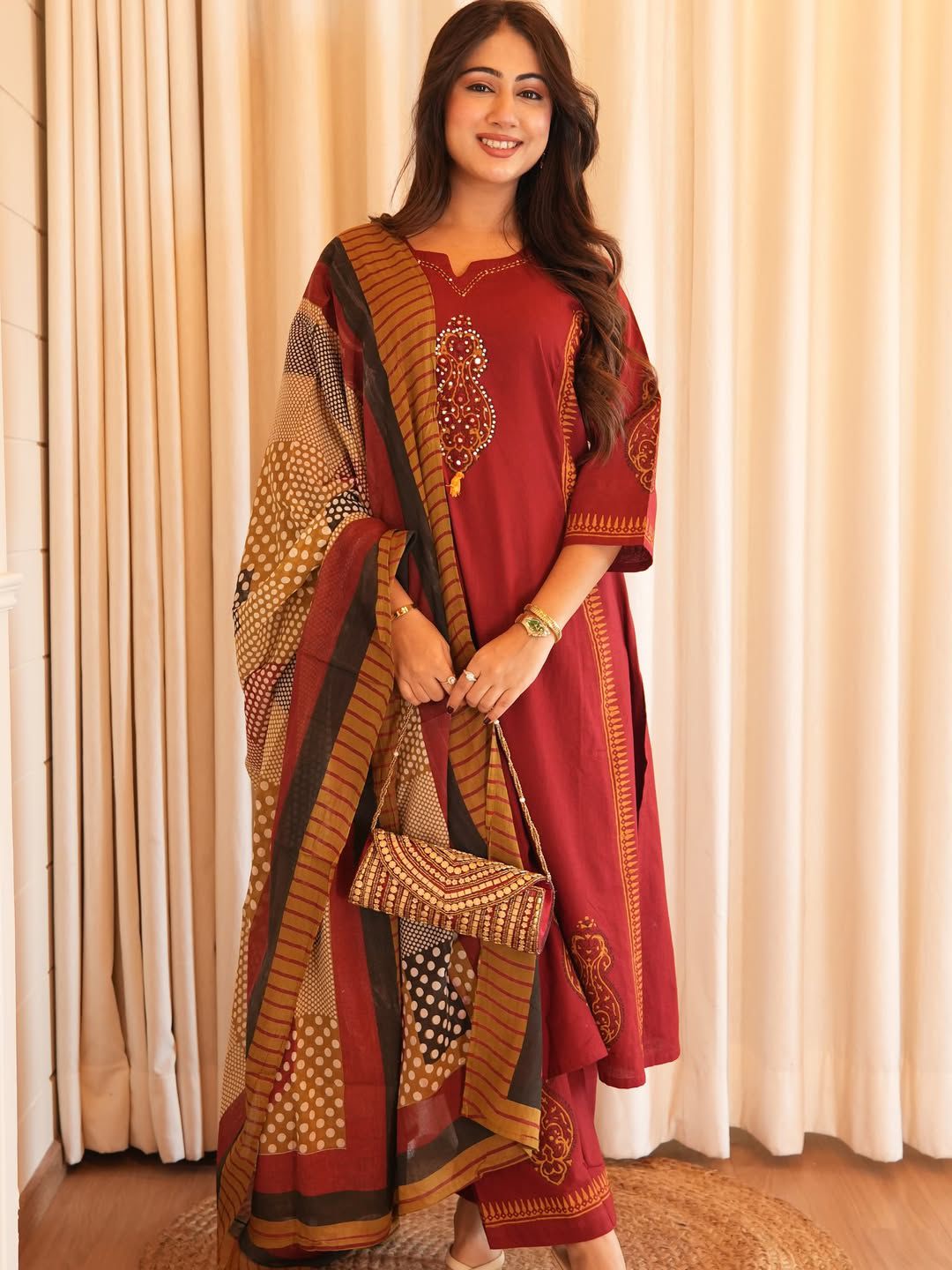 Elegant Heavy 3-Piece Cotton Kurta Set