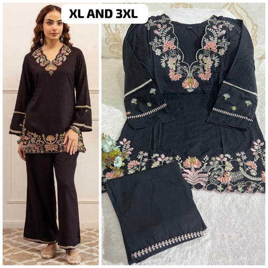 Premium Black Embroidered Co-ord Set