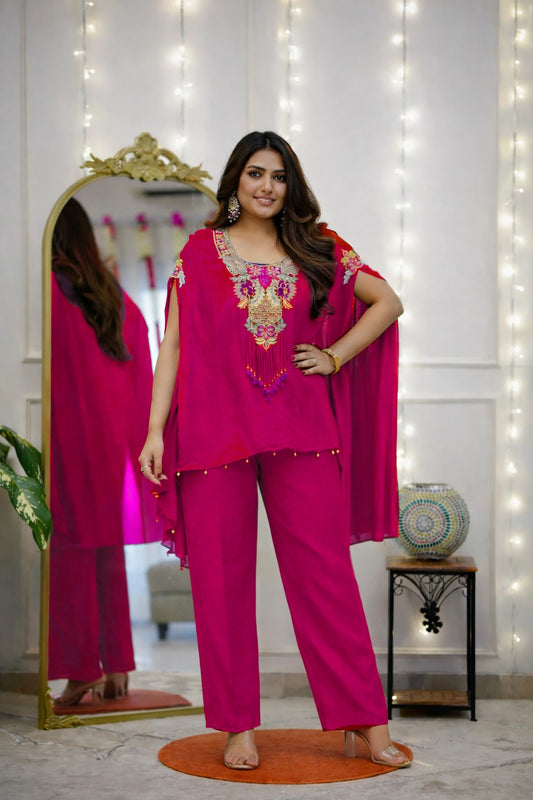 Mojito Silk Pink Kaftaan Co-ord Set