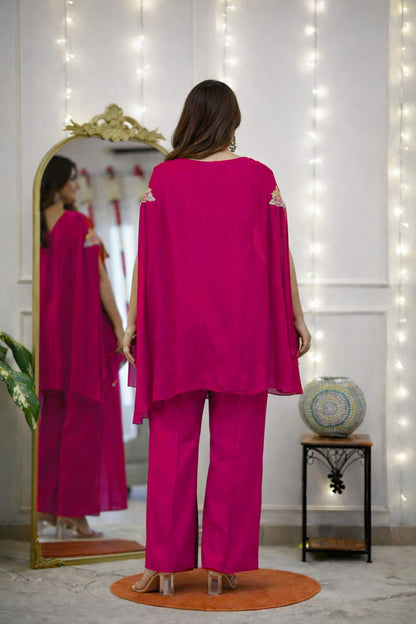Mojito Silk Pink Kaftaan Co-ord Set