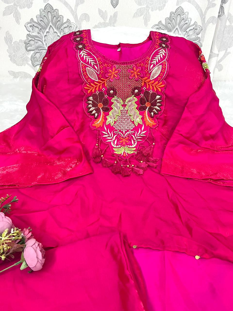 Mojito Silk Pink Kaftaan Co-ord Set