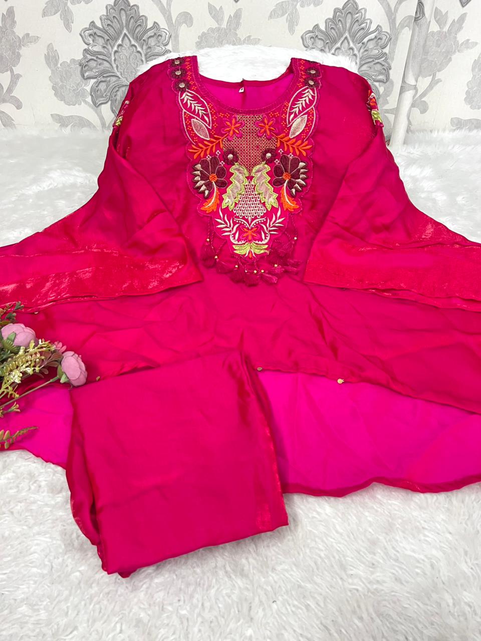 Mojito Silk Pink Kaftaan Co-ord Set