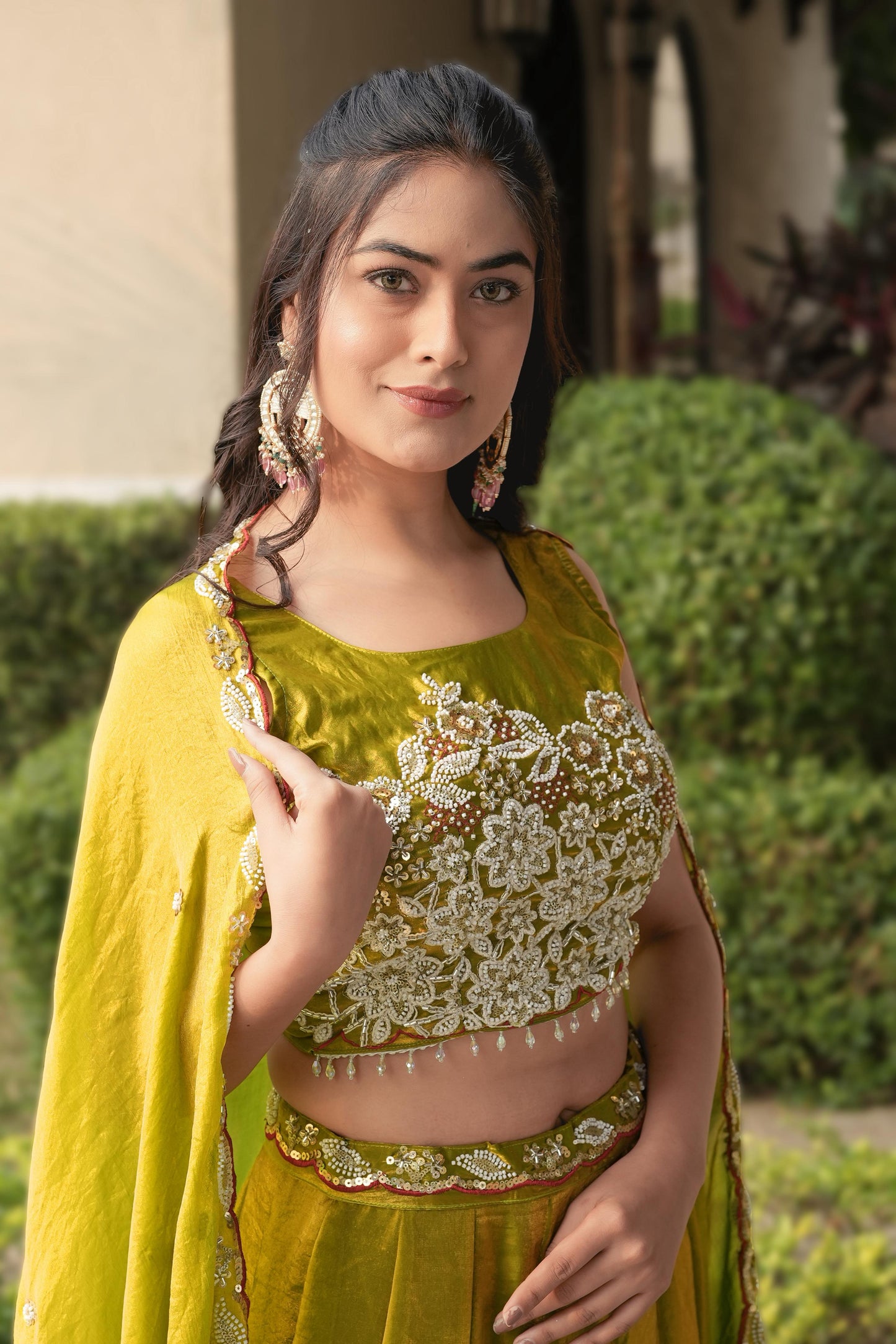 Party Wear Green Fendy Silk Lehenga