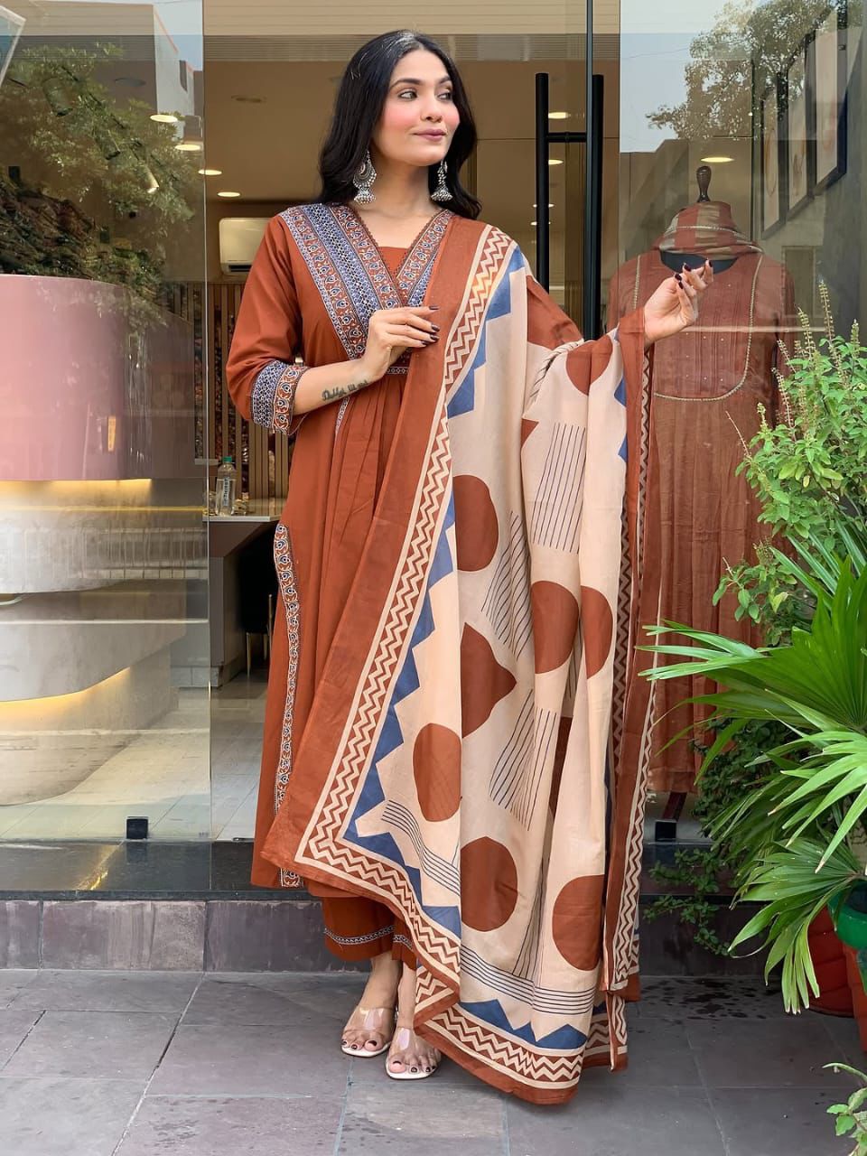 Trending Rust Ethnic 3-piece Kurta Set