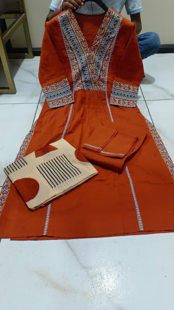 Trending Rust Ethnic 3-piece Kurta Set