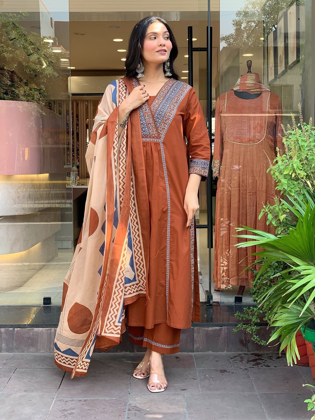 Trending Rust Ethnic 3-piece Kurta Set