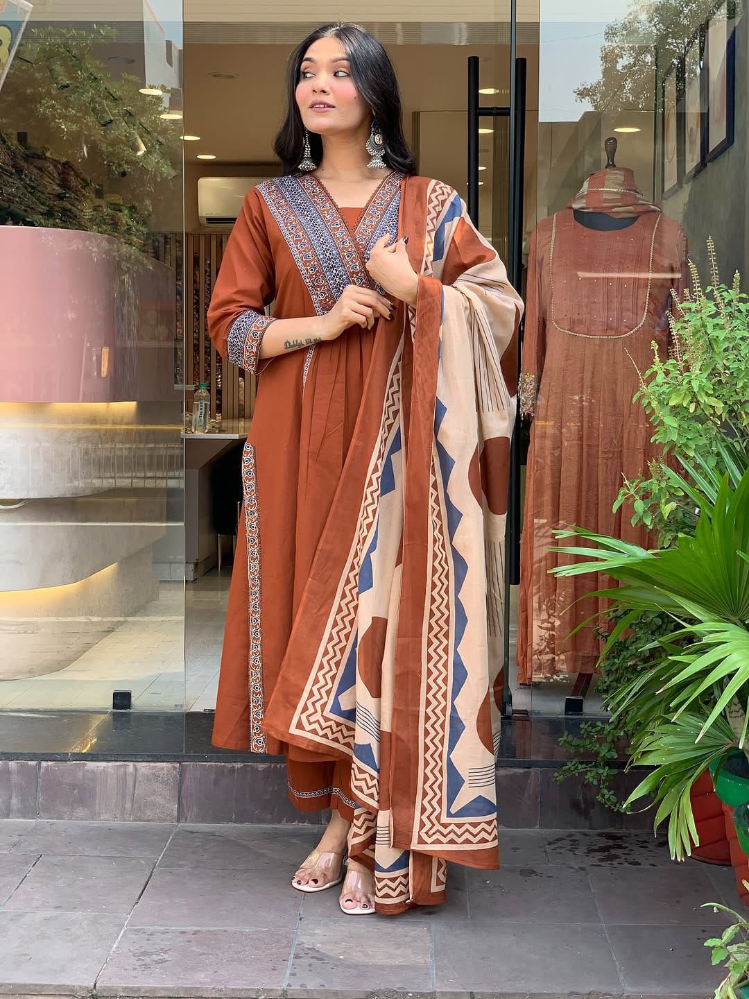 Trending Rust Ethnic 3-piece Kurta Set