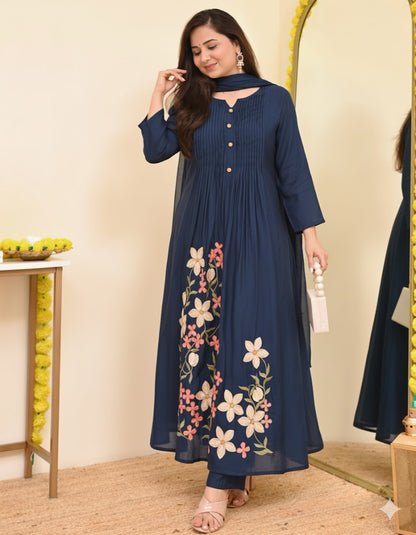 Floral Embroidered Cotton Kurta Set