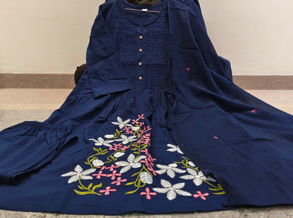 Floral Embroidered Cotton Kurta Set