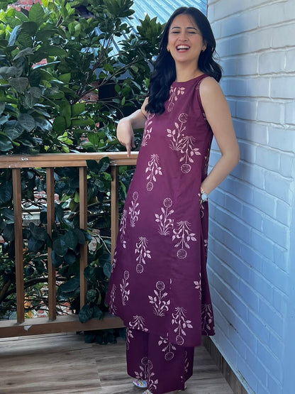Effortless Purple Cotton Co-ord Set