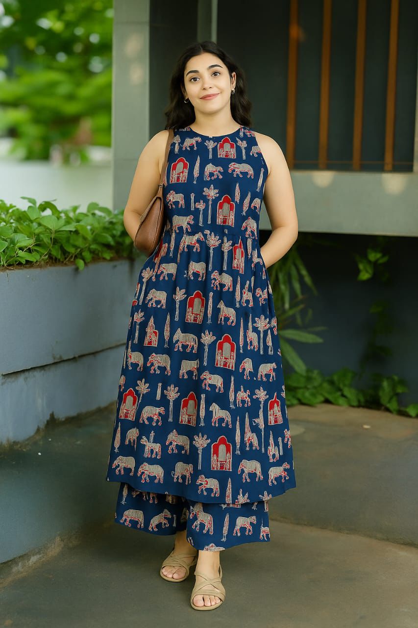 Stylish Halter Neck Printed Cotton Co-ord Set