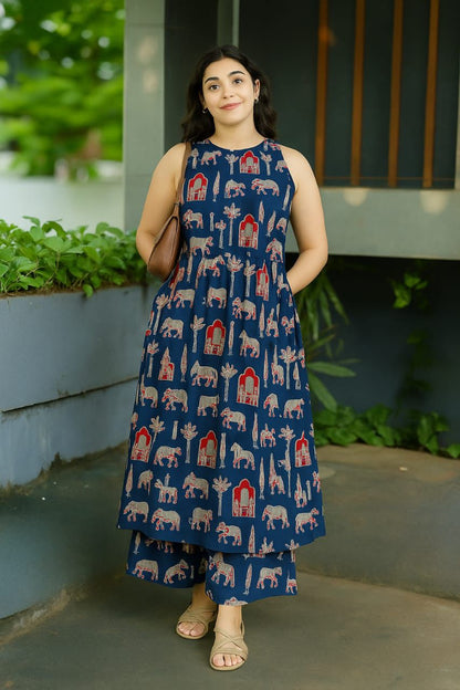 Stylish Halter Neck Printed Cotton Co-ord Set