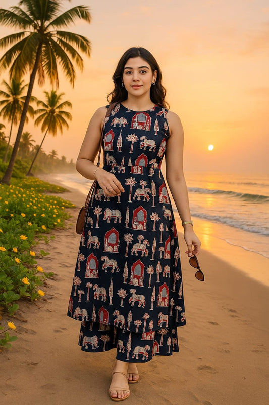 Stylish Halter Neck Printed Cotton Co-ord Set