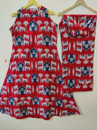 Stylish Halter Neck Printed Cotton Co-ord Set