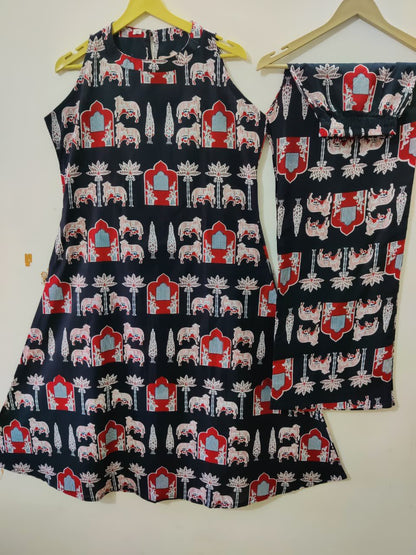 Stylish Halter Neck Printed Cotton Co-ord Set