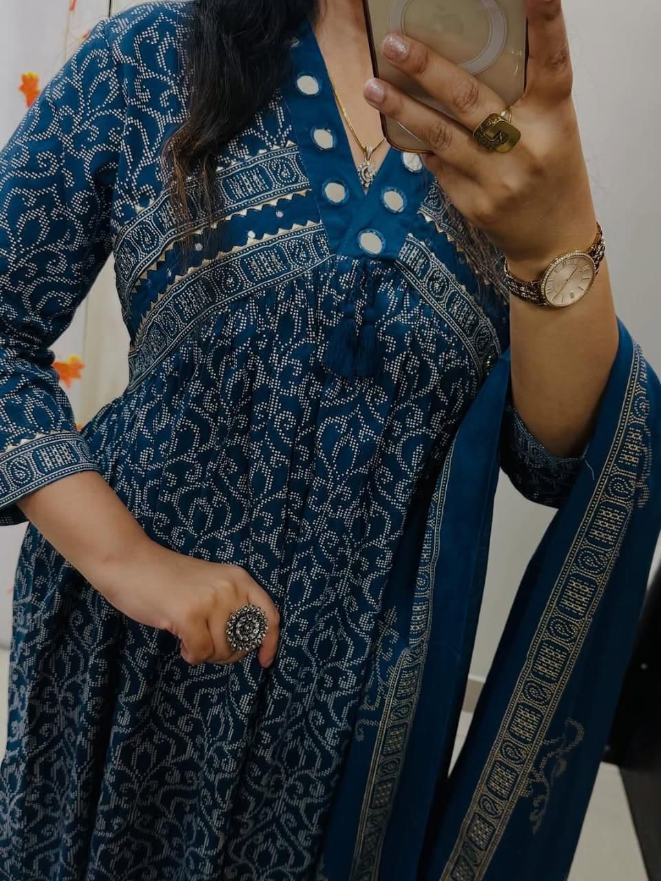 Elegant 3-piece Anarkali Cotton Kurta Set