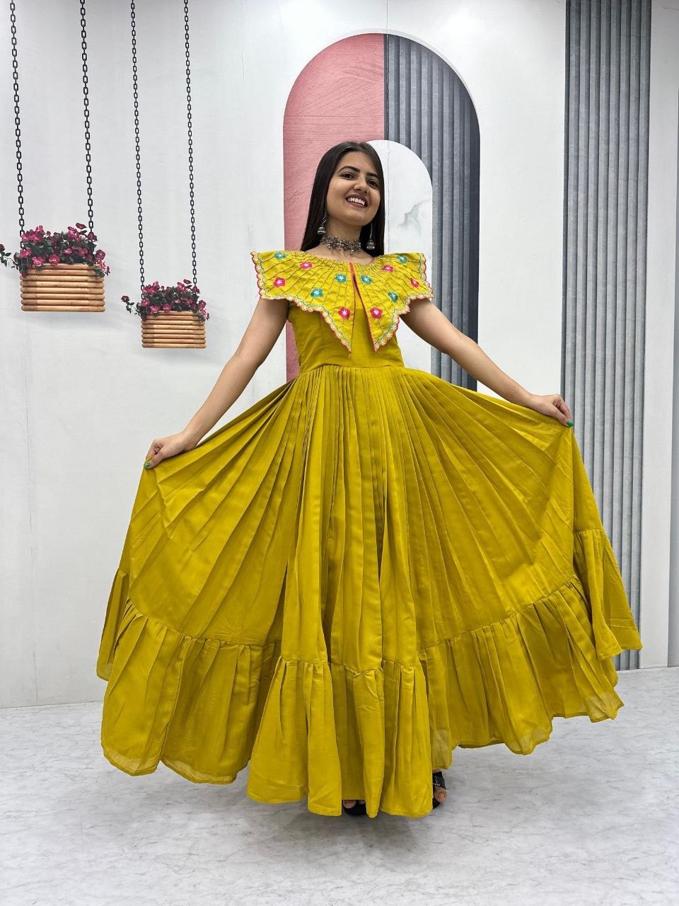 Trending Khatli Work Flared Gown