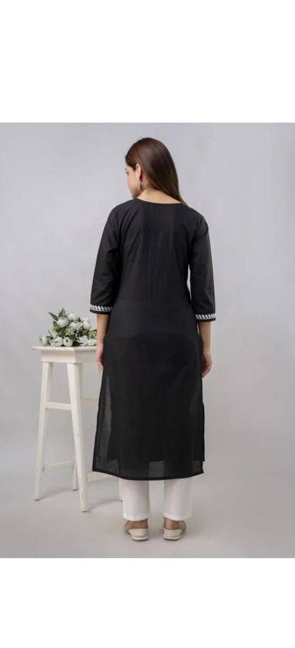Elegant Embroidered Cotton Kurta Pant Set