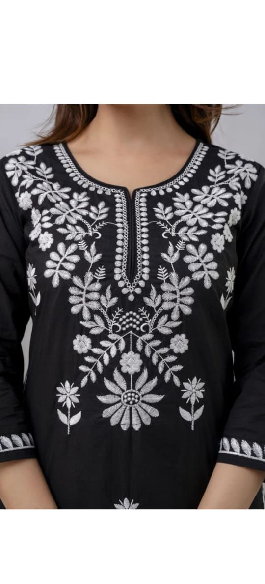 Elegant Embroidered Cotton Kurta Pant Set