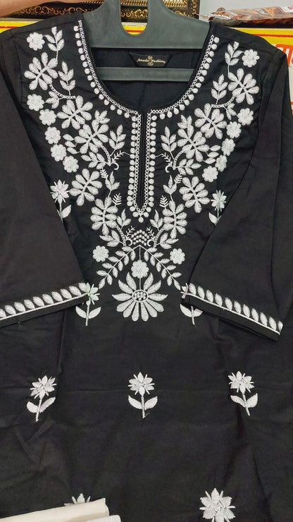 Elegant Embroidered Cotton Kurta Pant Set
