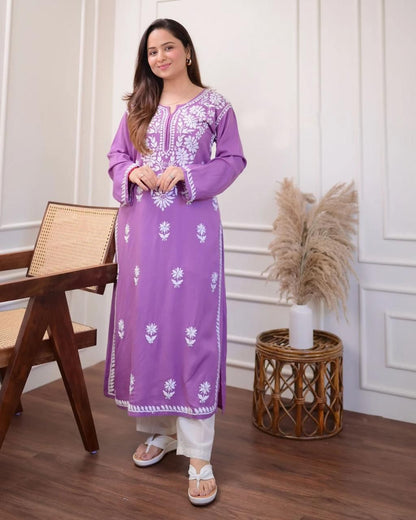 Elegant Embroidered Cotton Kurta Pant Set