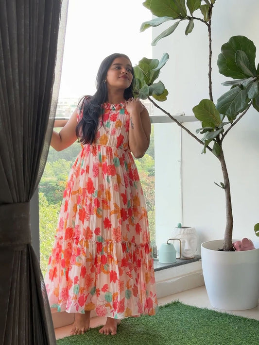 Saffron Spring Floral Maxi Dress