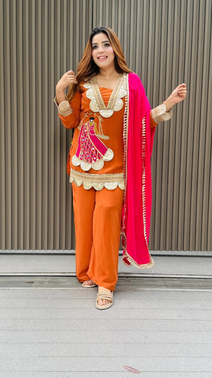 New Look Festive Top, Pant & Dupatta Set