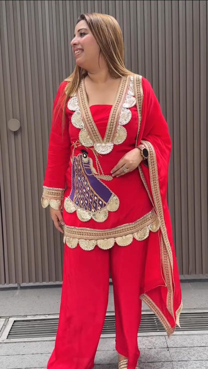 New Look Festive Top, Pant & Dupatta Set