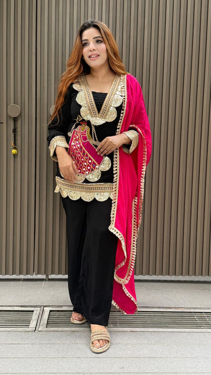New Look Festive Top, Pant & Dupatta Set