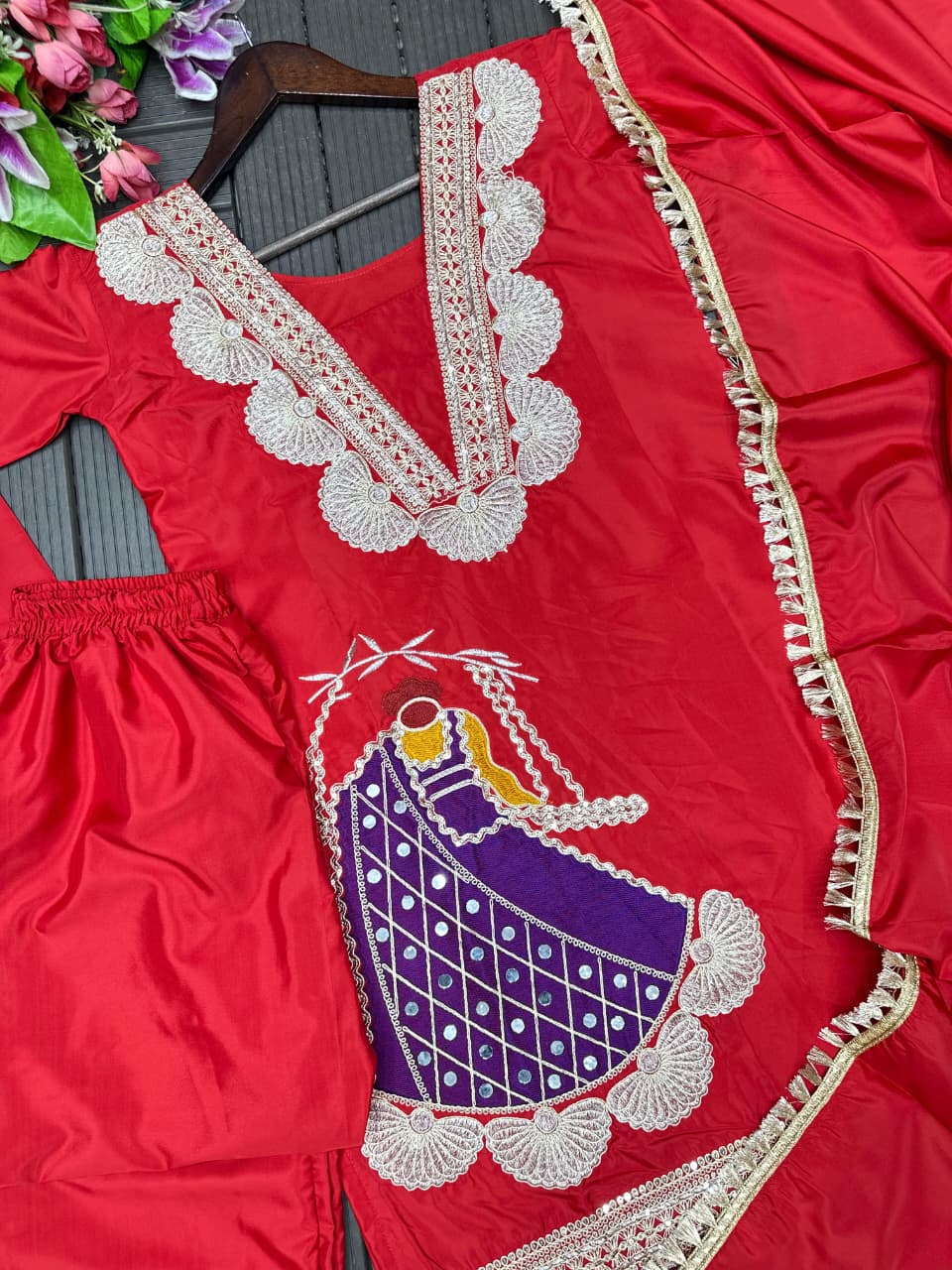New Look Festive Top, Pant & Dupatta Set