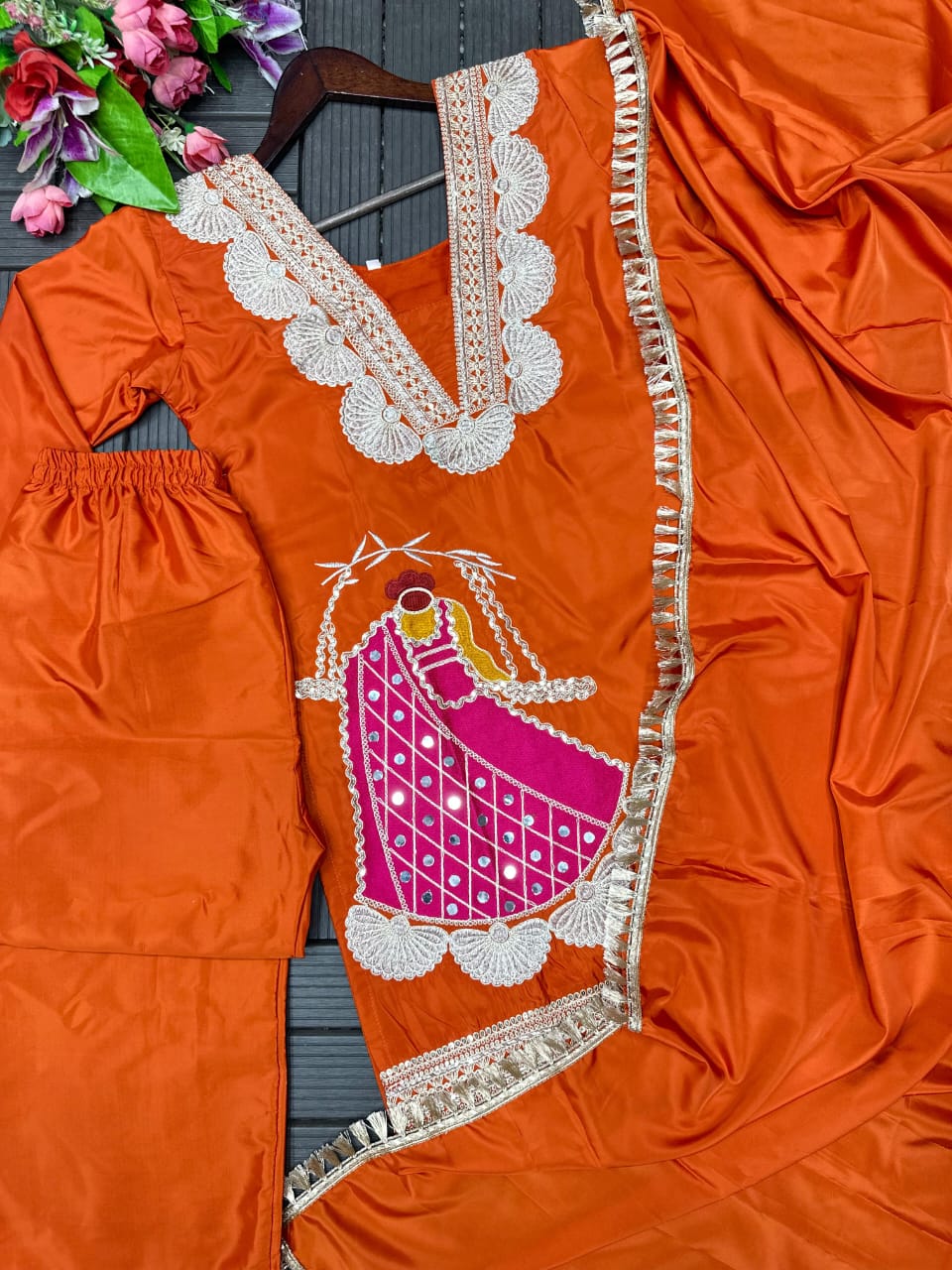 New Look Festive Top, Pant & Dupatta Set