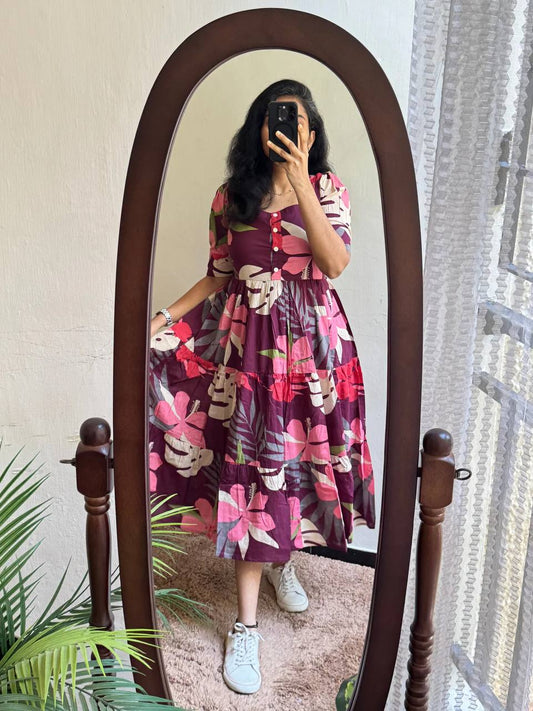 Elegant Purple Floral Dress