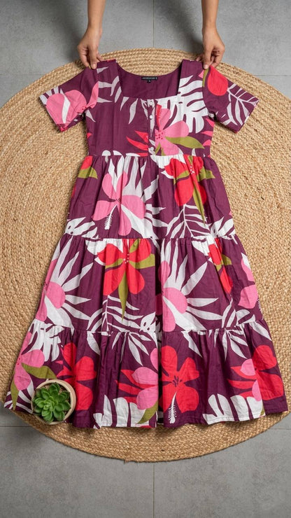 Elegant Purple Floral Dress