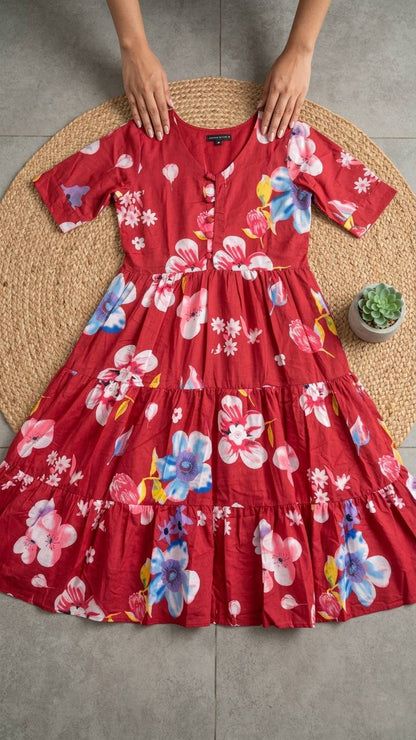 Ravishing Red Floral Dress