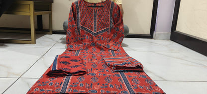 Designer Ajrakh Print Cotton Kurta Set