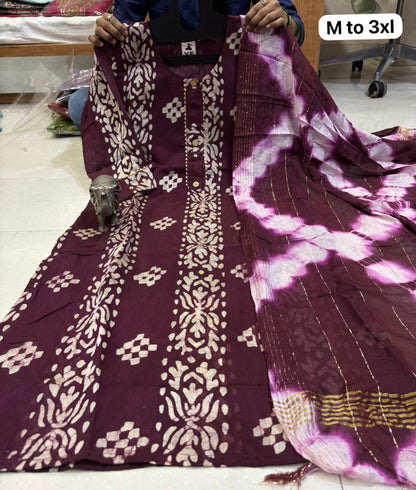 Premium Chanderi Batik Print Kurta Set