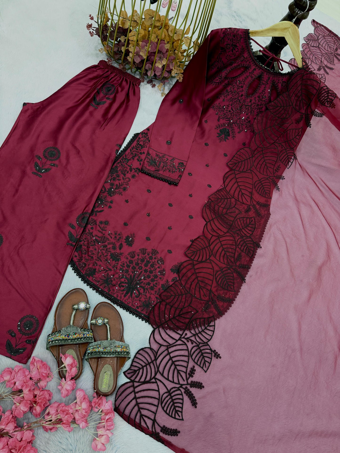 Designer Satin Rayon Party Wear Set
