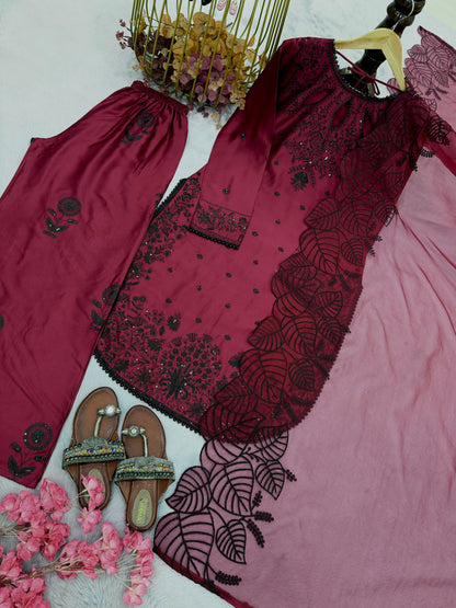 Designer Satin Rayon Party Wear Set