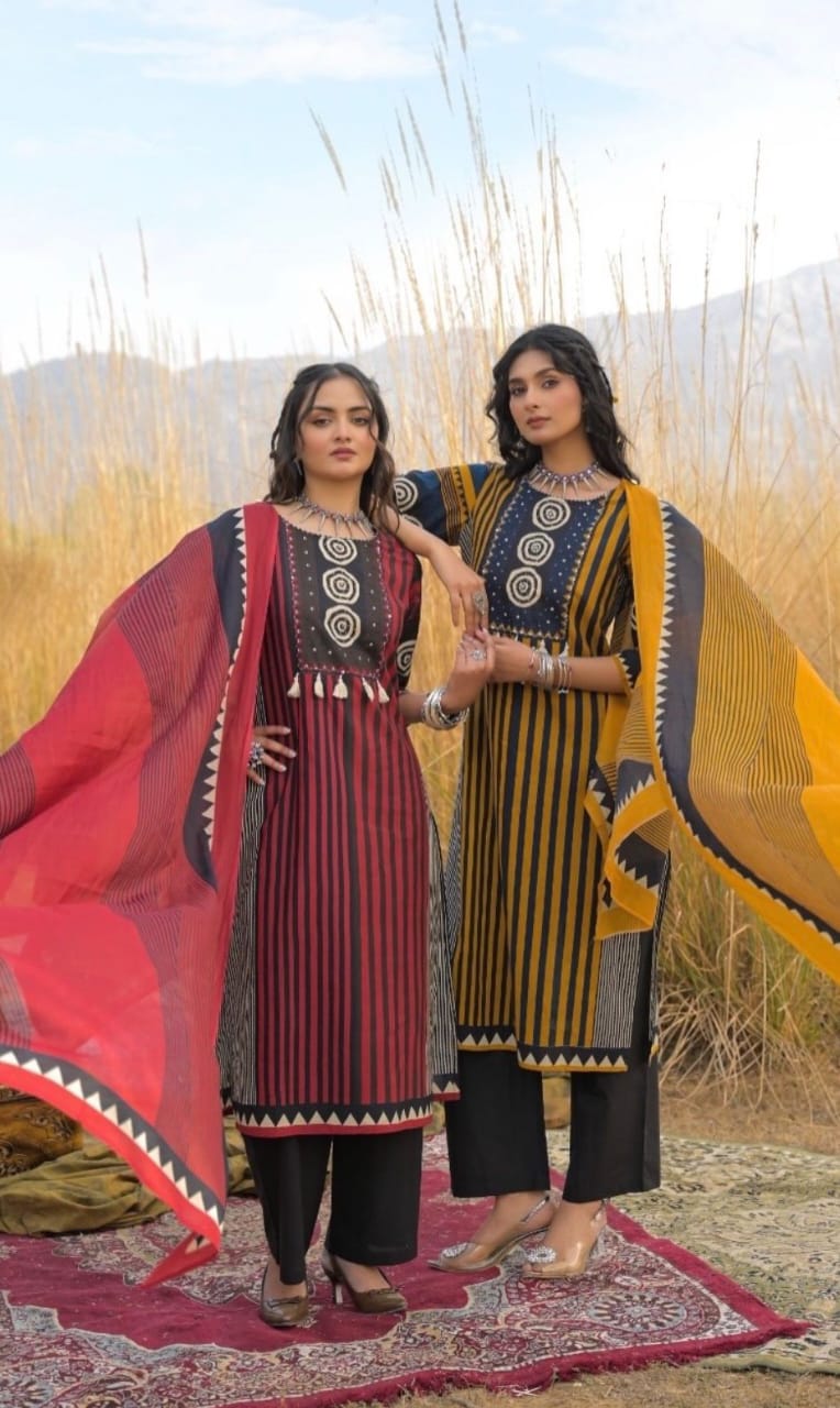 Trendy Straight Cotton Kurta 3-Piece Set