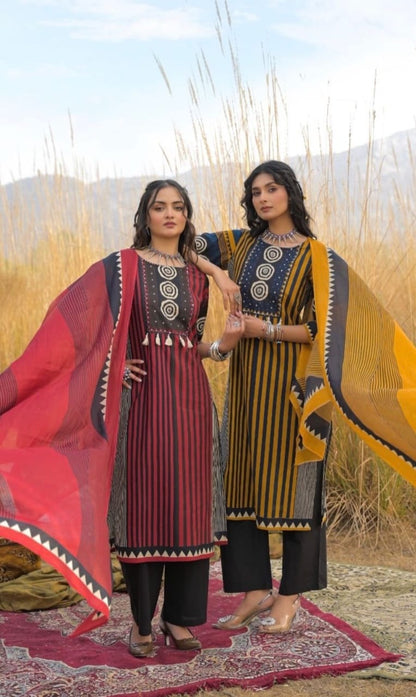 Trendy Straight Cotton Kurta 3-Piece Set