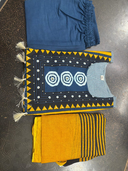 Trendy Straight Cotton Kurta 3-Piece Set