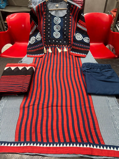 Trendy Straight Cotton Kurta 3-Piece Set